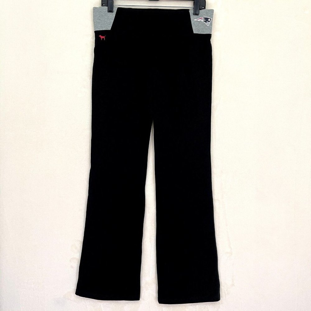 Victoria Secret PINK NFL Patriots Yoga Pants Flare Leg Size Large Zipper Pocket